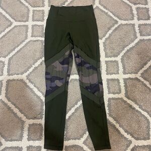 aerie Olive Green Leggings with Camo Panels